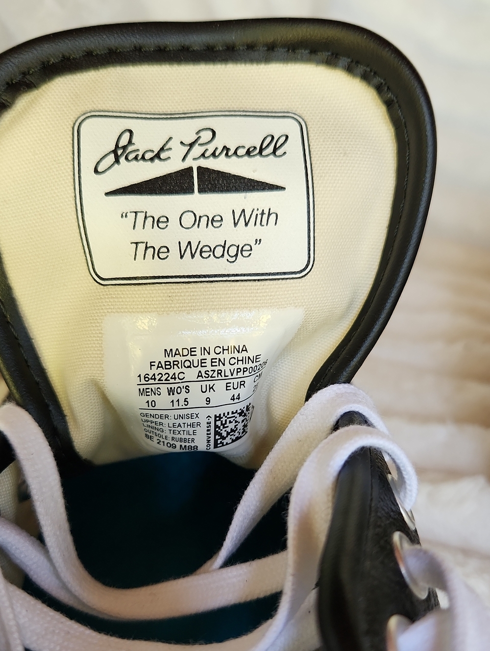 Black Leather Low-Top Converse Jack Purcell Sneakers with White Sole And Laces - Picture 8 of 8